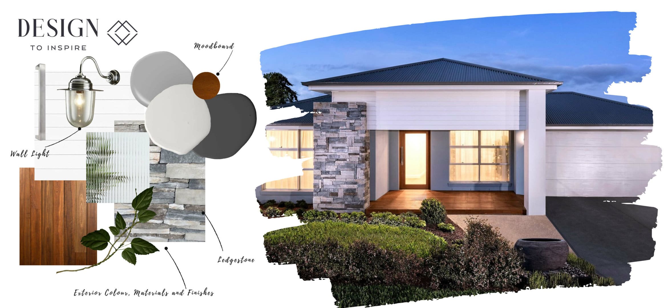 Visual representation of exterior finishes and colors